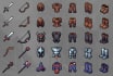 create pixel art weapons, armor, items and menu icons