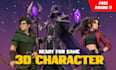 create 3d low poly character models, rigging, and animation for game assets