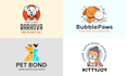 design pet, dog, cat or animal and veterinary clinic logo