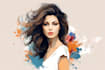 create feminine character logo and friendship portrait