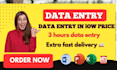 do 3 hours data entry in low price
