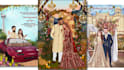 make customized wedding invitation illustration card with couple cartoon
