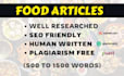 write food blog posts, SEO food articles or site content