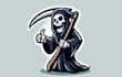 creative unique skull reaper mascot logo with express delivery