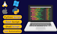 write bash, shell and python automation script