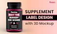 create supplement label, food label and product label design