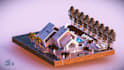 create axonometric 3d architecture model animation with phasing
