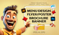 design food menu, flyer, poster, brochure and banner