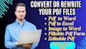 do pdf conversion, pdf to word or excel