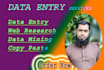 data entry web research and copy paste