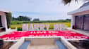 create valentine wish in swimming pool with flowers