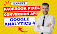 setup facebook pixel conversion API, google analytics 4, ga4, tag manager