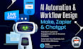 automate workflow and ai agent with zapier, n8n and make