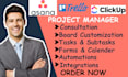 your asana manager, asana setup trello setup, clickup