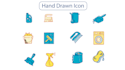 do simple, unique and hand drawn custom icons set