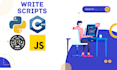 write efficient scripts for you in rust python cpp javascript