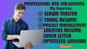 write scrum master, faang, project management, pmp, medical, logistics resume