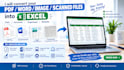 convert data from pdf word etc into excel