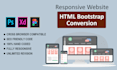 convert PSD to html, xd to html CSS, using  bootstrap 5, with responsive website