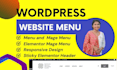 design wordpress header, mega menu, footer, website header with elementor pro