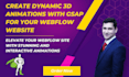 design 3d webflow animation using gsap for your webflow website