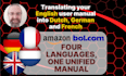 translate your english user manual to dutch german and french for bol com amazon