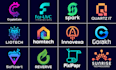do modern saas tech startup software cyber security app logo with branding kit
