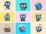 design cute kawaii animal emoticons, stickers, mascots