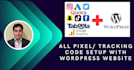 install any pixels tracking code like fb google snap linkedin on wordpress sites