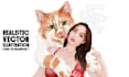 draw you and your pet as cool custom vector art