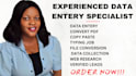 do any typing work job, data entry, retype scanned documents, web research