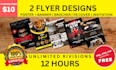 design 2 flyer designs in 12 hours
