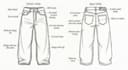 design denim baggy jeans pant, jogger, trouser and complete tech pack