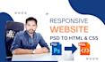 create and design a responsive website using HTML and CSS