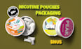 create full packaging and layout for nicotine pouch company