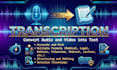 transcribe audio and do video transcription within 24 hours