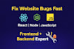 fix website bugs errors in react node javascript HTML CSS