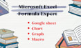 do microsoft excel formula, google sheet chart graph, vba, macro and dashboard