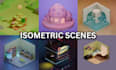 create a 3d stylized isometric scene