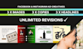 design facebook ad creative images, copies and headlines