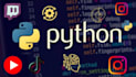 develop automated youtube bot, tiktok bot, twitch bot, instagram bot in python