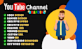 create, setup youtube channel with a custom logo, art, intro, outro