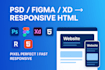 convert PSD, figma, xd, or sketch to responsive HTML CSS bootstrap or tailwind