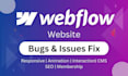 fix webflow website bugs or layout, seo, responsive issues