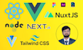 create website in vue js, react js, nuxt js and node js