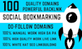 give 100 social bookmarking on high da, pa, tf, cf backlnik