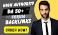 provide manually 50 da forum backlinks for your website ranking