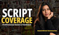 provide professional screenplay coverage and script feedback