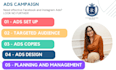 setup facebook ads campaign, copy and design