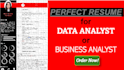 write, edit business analyst, data analyst resume